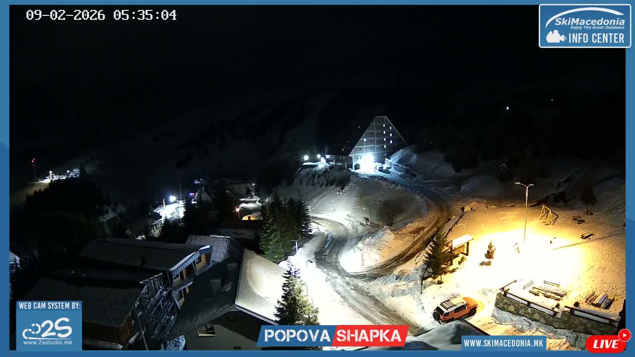 Polog ( Полог, Попова Шапка ски центар Хотелски простор, Тетово ) Popova Shapka Ski Center Hotel Area , Tetovo Live  Cam - Popova Shapka, Tetovo, Polog, North Macedonia