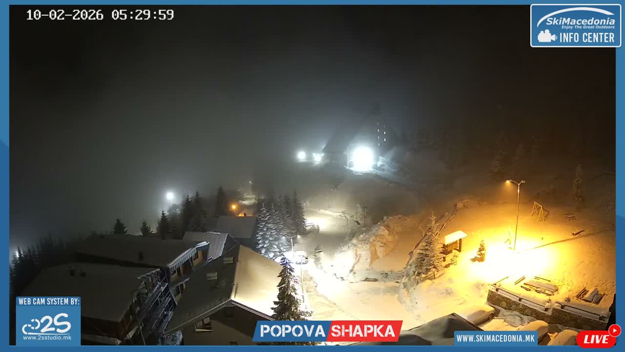 Polog ( Полог, Попова Шапка ски центар Хотелски простор, Тетово ) Popova Shapka Ski Center Hotel Area , Tetovo Live  Cam - Popova Shapka, Tetovo, Polog, North Macedonia