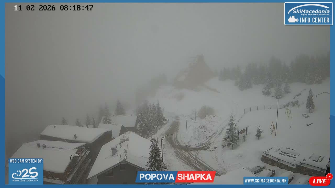 Polog ( Полог, Попова Шапка ски центар Хотелски простор, Тетово ) Popova Shapka Ski Center Hotel Area , Tetovo Live  Cam - Popova Shapka, Tetovo, Polog, North Macedonia