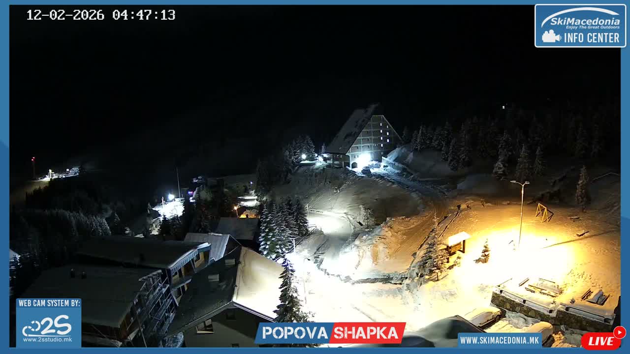 Polog ( Полог, Попова Шапка ски центар Хотелски простор, Тетово ) Popova Shapka Ski Center Hotel Area , Tetovo Live  Cam - Popova Shapka, Tetovo, Polog, North Macedonia