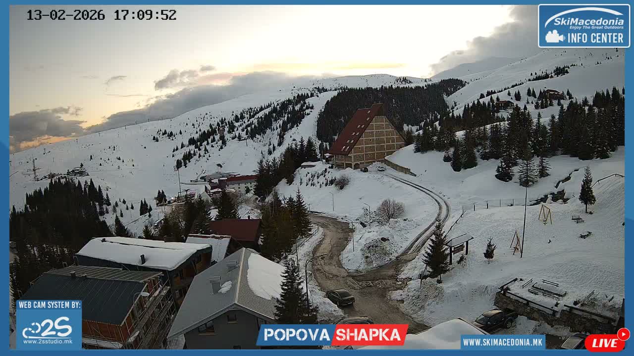 Polog ( Полог, Попова Шапка ски центар Хотелски простор, Тетово ) Popova Shapka Ski Center Hotel Area , Tetovo Live  Cam - Popova Shapka, Tetovo, Polog, North Macedonia