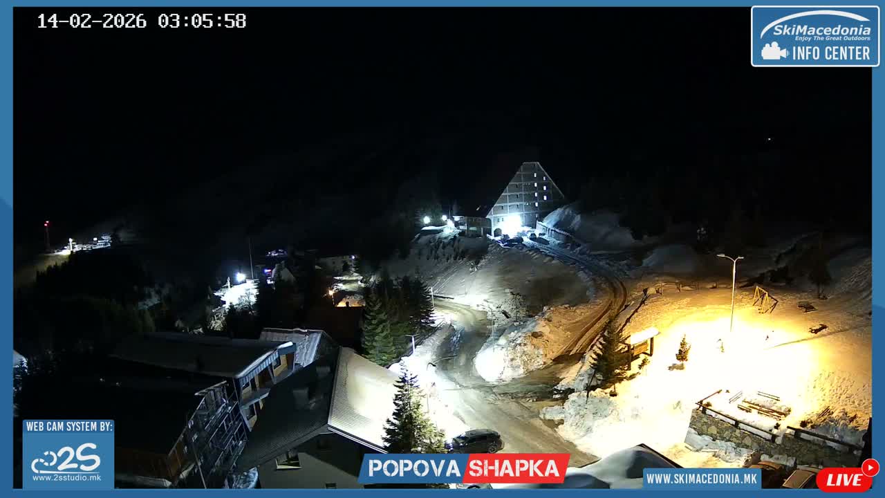 Polog ( Полог, Попова Шапка ски центар Хотелски простор, Тетово ) Popova Shapka Ski Center Hotel Area , Tetovo Live  Cam - Popova Shapka, Tetovo, Polog, North Macedonia