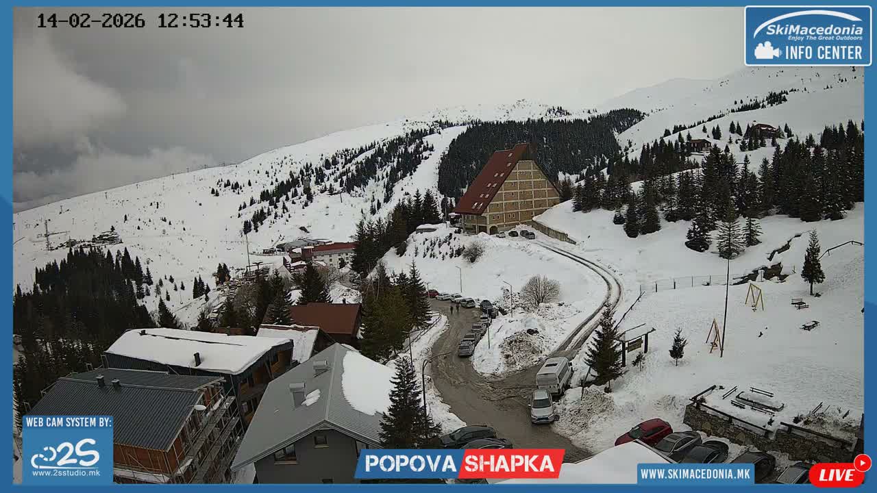 Polog ( Полог, Попова Шапка ски центар Хотелски простор, Тетово ) Popova Shapka Ski Center Hotel Area , Tetovo Live  Cam - Popova Shapka, Tetovo, Polog, North Macedonia