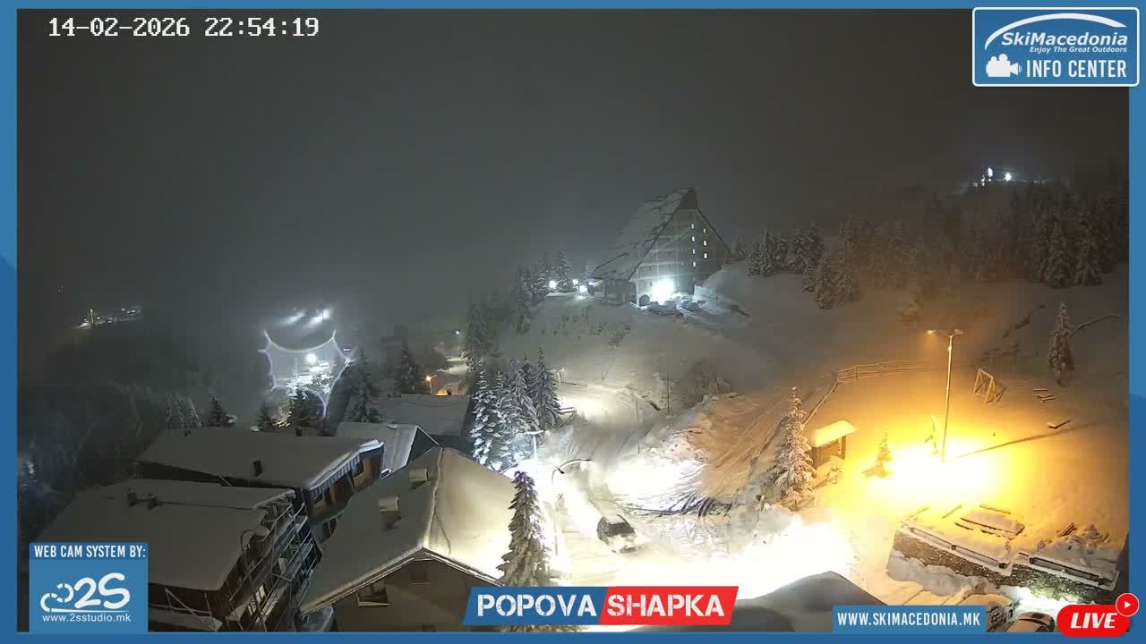 Polog ( Полог, Попова Шапка ски центар Хотелски простор, Тетово ) Popova Shapka Ski Center Hotel Area , Tetovo Live  Cam - Popova Shapka, Tetovo, Polog, North Macedonia