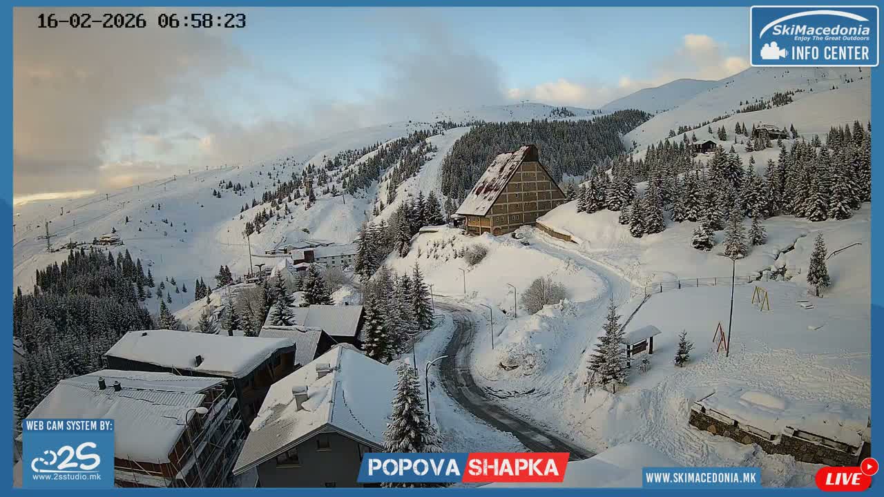 Polog ( Полог, Попова Шапка ски центар Хотелски простор, Тетово ) Popova Shapka Ski Center Hotel Area , Tetovo Live  Cam - Popova Shapka, Tetovo, Polog, North Macedonia