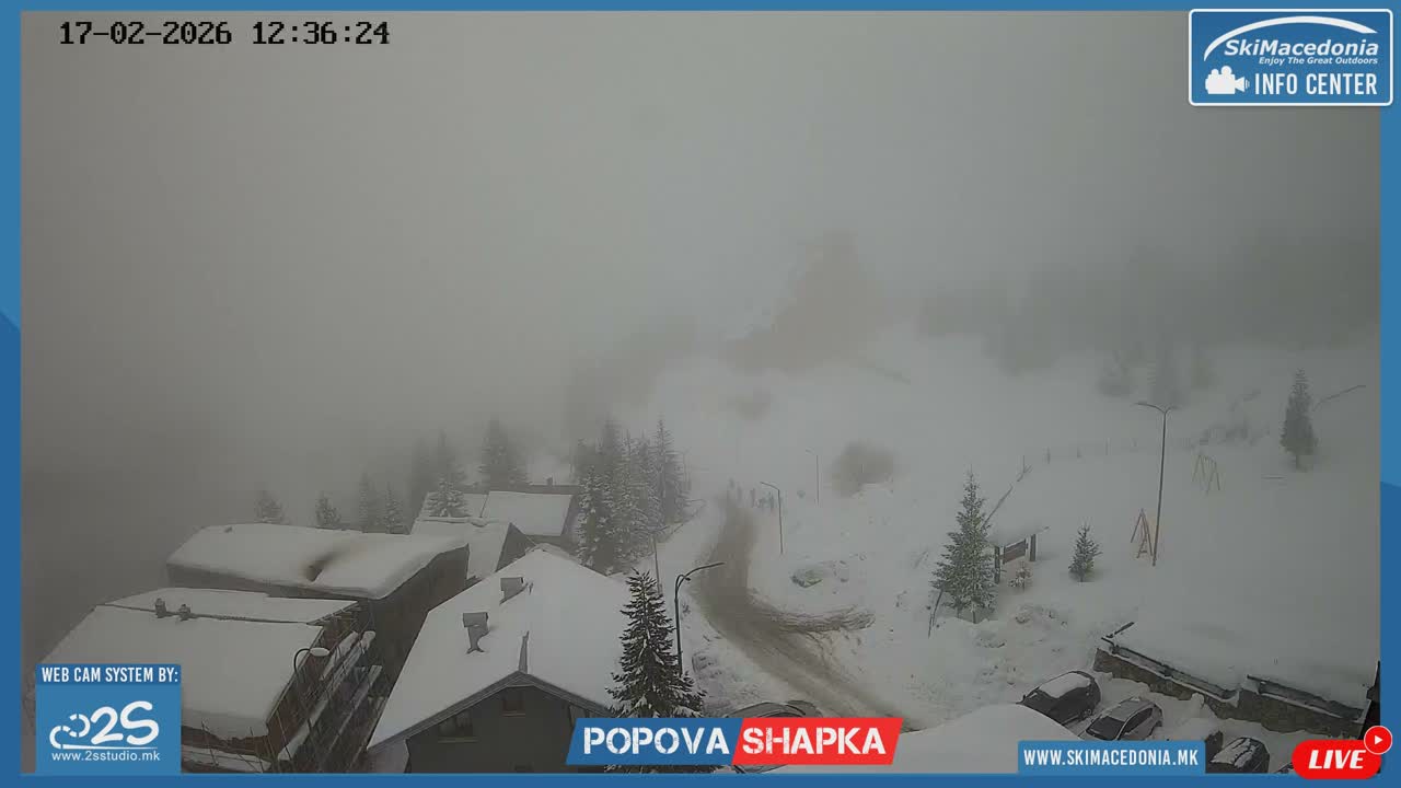 Polog ( Полог, Попова Шапка ски центар Хотелски простор, Тетово ) Popova Shapka Ski Center Hotel Area , Tetovo Live  Cam - Popova Shapka, Tetovo, Polog, North Macedonia