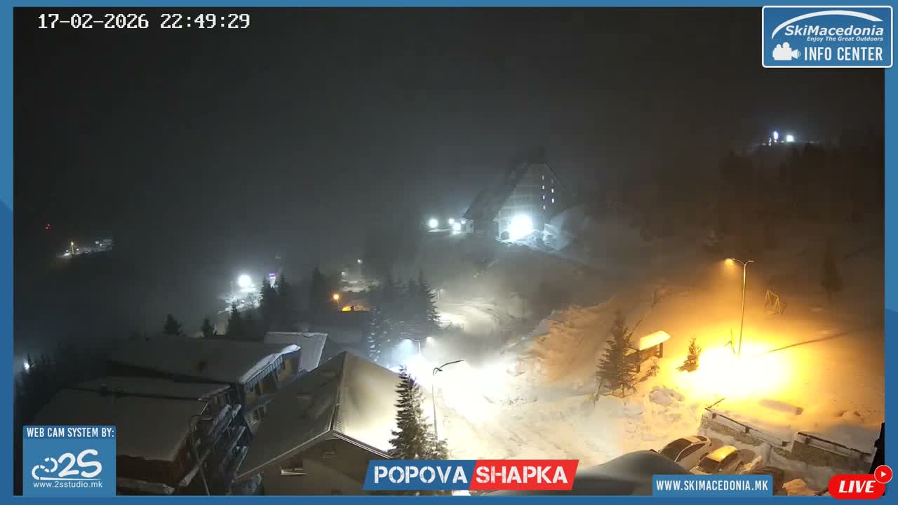 Polog ( Полог, Попова Шапка ски центар Хотелски простор, Тетово ) Popova Shapka Ski Center Hotel Area , Tetovo Live  Cam - Popova Shapka, Tetovo, Polog, North Macedonia