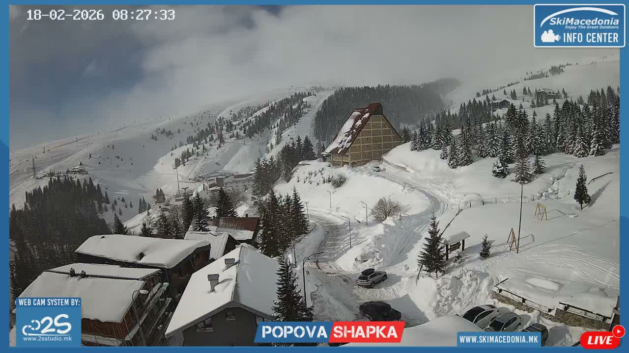 Polog ( Полог, Попова Шапка ски центар Хотелски простор, Тетово ) Popova Shapka Ski Center Hotel Area , Tetovo Live  Cam - Popova Shapka, Tetovo, Polog, North Macedonia