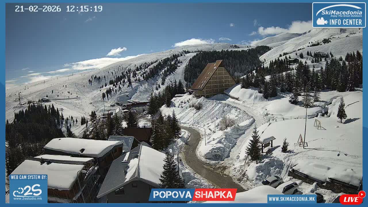 Polog ( Полог, Попова Шапка ски центар Хотелски простор, Тетово ) Popova Shapka Ski Center Hotel Area , Tetovo Live  Cam - Popova Shapka, Tetovo, Polog, North Macedonia