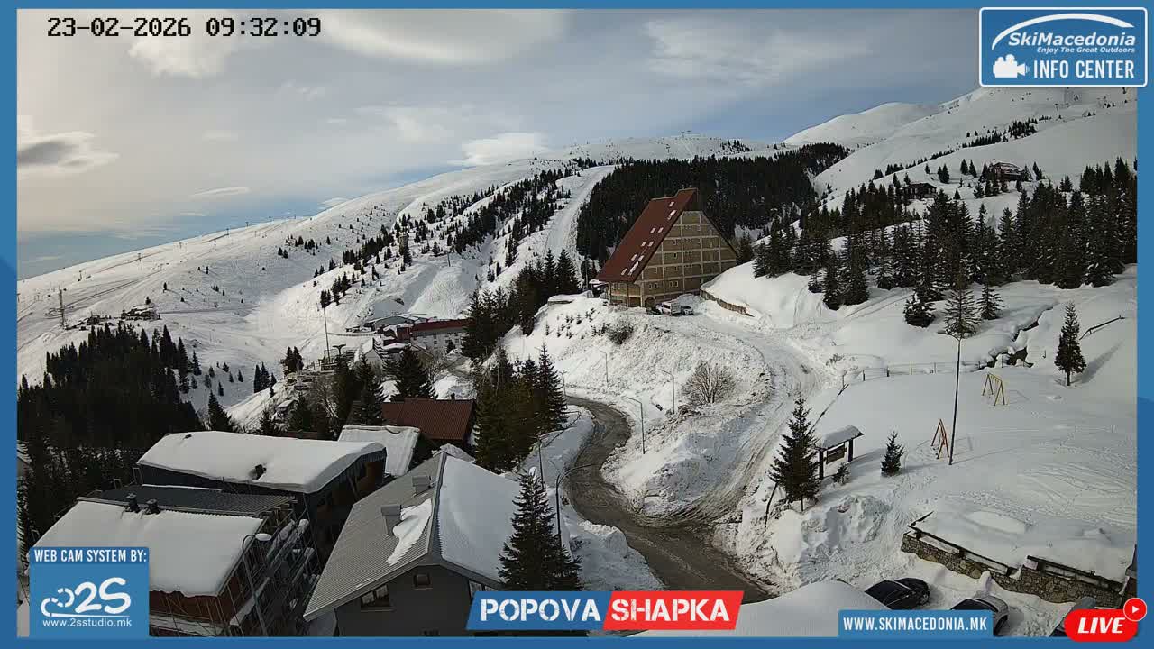 Polog ( Полог, Попова Шапка ски центар Хотелски простор, Тетово ) Popova Shapka Ski Center Hotel Area , Tetovo Live  Cam - Popova Shapka, Tetovo, Polog, North Macedonia