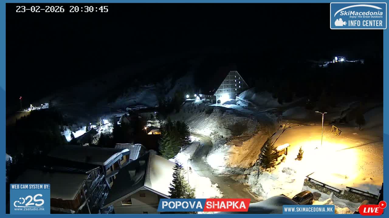 Polog ( Полог, Попова Шапка ски центар Хотелски простор, Тетово ) Popova Shapka Ski Center Hotel Area , Tetovo Live  Cam - Popova Shapka, Tetovo, Polog, North Macedonia