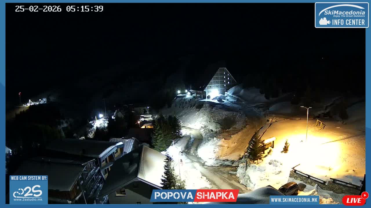 Polog ( Полог, Попова Шапка ски центар Хотелски простор, Тетово ) Popova Shapka Ski Center Hotel Area , Tetovo Live  Cam - Popova Shapka, Tetovo, Polog, North Macedonia