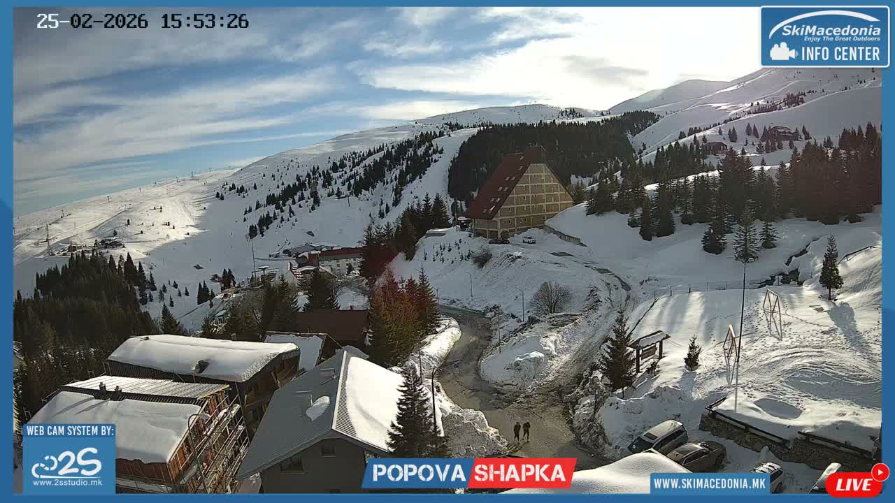 Polog ( Полог, Попова Шапка ски центар Хотелски простор, Тетово ) Popova Shapka Ski Center Hotel Area , Tetovo Live  Cam - Popova Shapka, Tetovo, Polog, North Macedonia