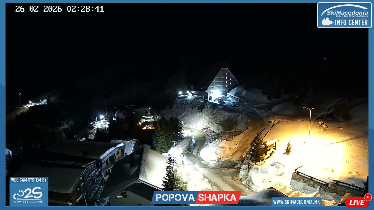 Polog ( Полог, Попова Шапка ски центар Хотелски простор, Тетово ) Popova Shapka Ski Center Hotel Area , Tetovo Live  Cam - Popova Shapka, Tetovo, Polog, North Macedonia