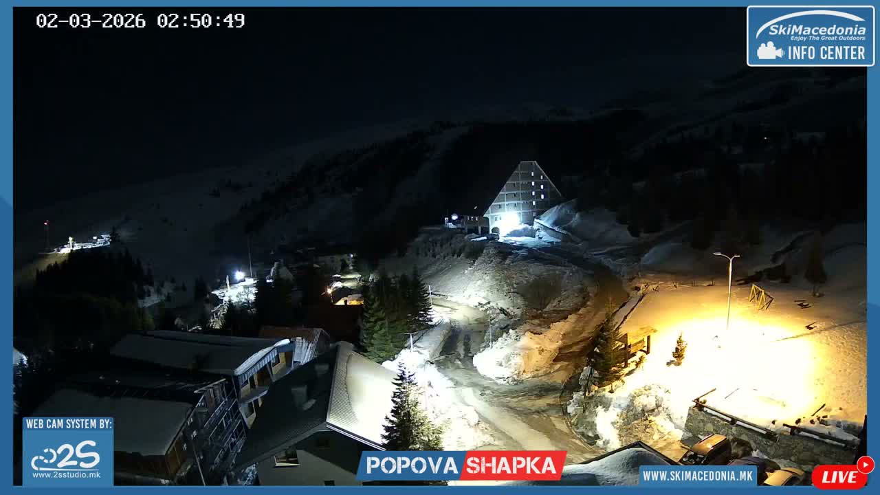 Polog ( Полог, Попова Шапка ски центар Хотелски простор, Тетово ) Popova Shapka Ski Center Hotel Area , Tetovo Live  Cam - Popova Shapka, Tetovo, Polog, North Macedonia