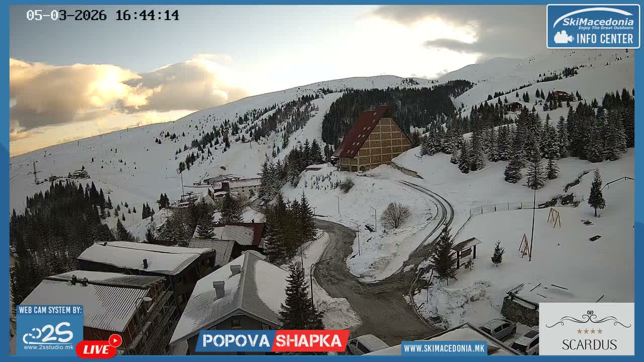 Polog ( Полог, Попова Шапка ски центар Хотелски простор, Тетово ) Popova Shapka Ski Center Hotel Area , Tetovo Live  Cam - Popova Shapka, Tetovo, Polog, North Macedonia