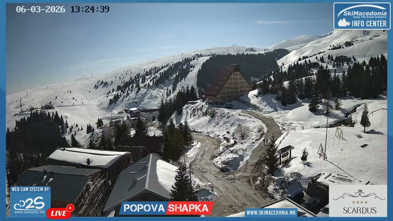 Polog ( Полог, Попова Шапка ски центар Хотелски простор, Тетово ) Popova Shapka Ski Center Hotel Area , Tetovo Live  Cam - Popova Shapka, Tetovo, Polog, North Macedonia