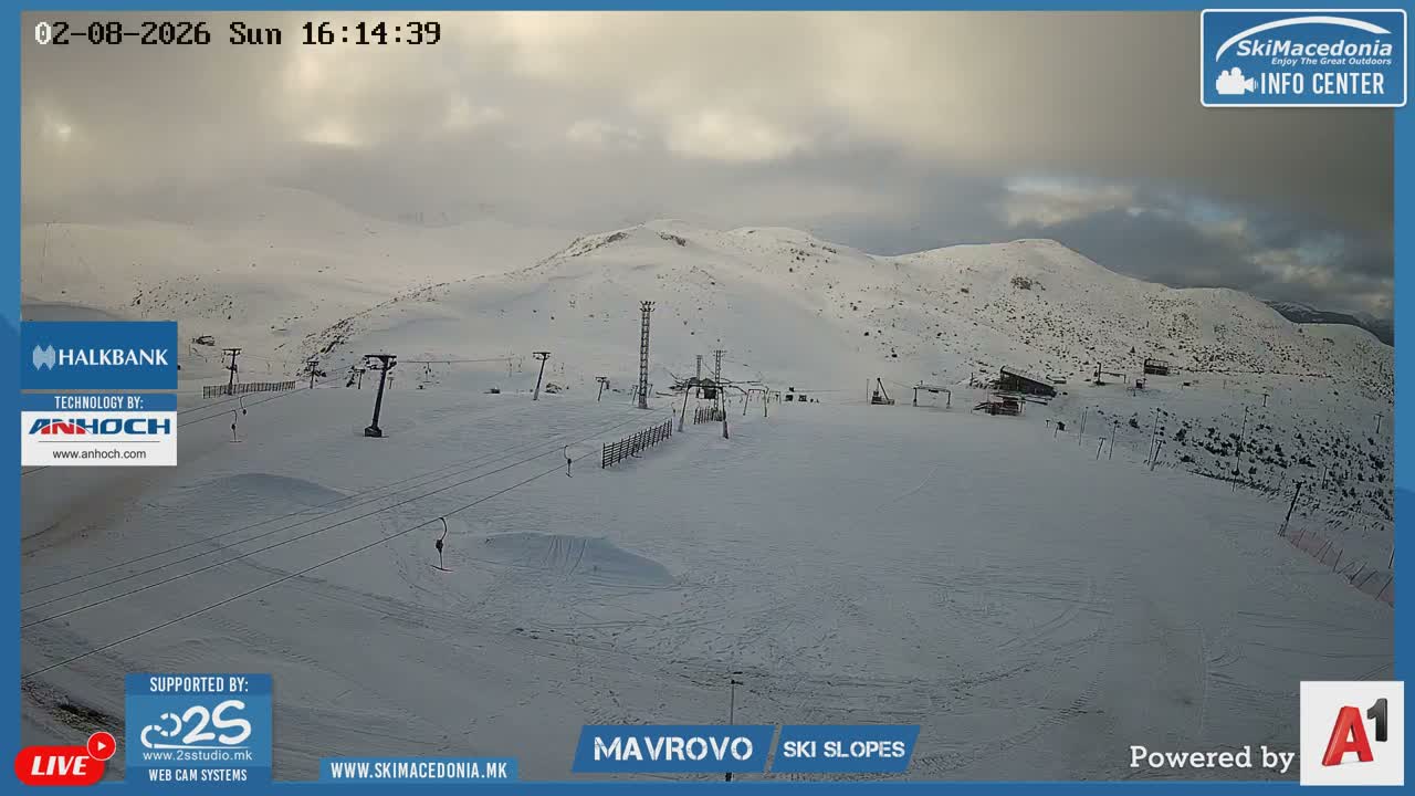 Polog, Bistra Mountains (Полог, Ски центар Маврово и скијачки патеки, Маврово и Ростуша, Маврово) Mavrovo Ski Center & Ski Slopes, Mavrovo and Rostusa, Mavrovo Live Cam - Mavrovo, Mavrovo and Rostusa, Polog, North Macedonia