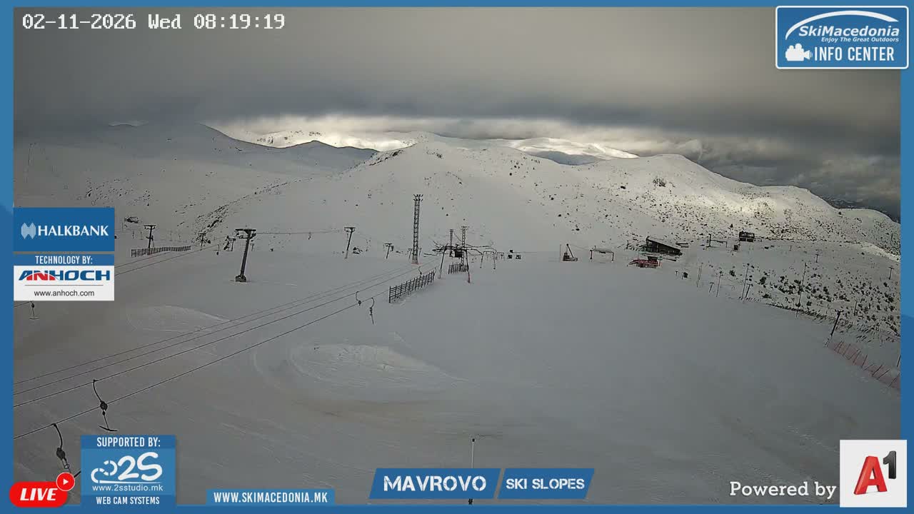 Polog, Bistra Mountains (Полог, Ски центар Маврово и скијачки патеки, Маврово и Ростуша, Маврово) Mavrovo Ski Center & Ski Slopes, Mavrovo and Rostusa, Mavrovo Live Cam - Mavrovo, Mavrovo and Rostusa, Polog, North Macedonia