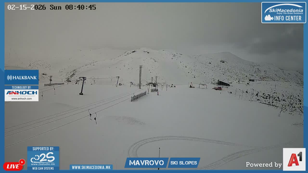 Polog, Bistra Mountains (Полог, Ски центар Маврово и скијачки патеки, Маврово и Ростуша, Маврово) Mavrovo Ski Center & Ski Slopes, Mavrovo and Rostusa, Mavrovo Live Cam - Mavrovo, Mavrovo and Rostusa, Polog, North Macedonia