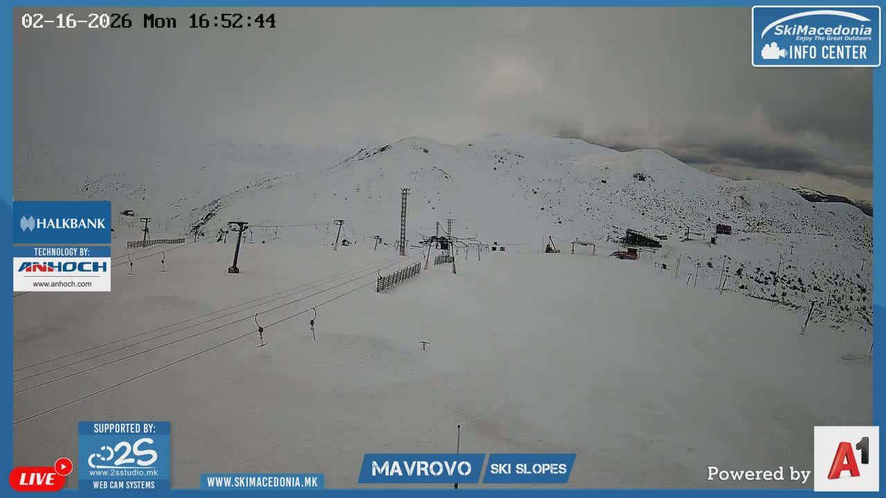 Polog, Bistra Mountains (Полог, Ски центар Маврово и скијачки патеки, Маврово и Ростуша, Маврово) Mavrovo Ski Center & Ski Slopes, Mavrovo and Rostusa, Mavrovo Live Cam - Mavrovo, Mavrovo and Rostusa, Polog, North Macedonia