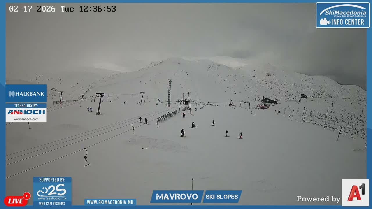 Polog, Bistra Mountains (Полог, Ски центар Маврово и скијачки патеки, Маврово и Ростуша, Маврово) Mavrovo Ski Center & Ski Slopes, Mavrovo and Rostusa, Mavrovo Live Cam - Mavrovo, Mavrovo and Rostusa, Polog, North Macedonia