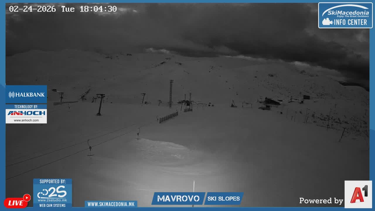 Polog, Bistra Mountains (Полог, Ски центар Маврово и скијачки патеки, Маврово и Ростуша, Маврово) Mavrovo Ski Center & Ski Slopes, Mavrovo and Rostusa, Mavrovo Live Cam - Mavrovo, Mavrovo and Rostusa, Polog, North Macedonia