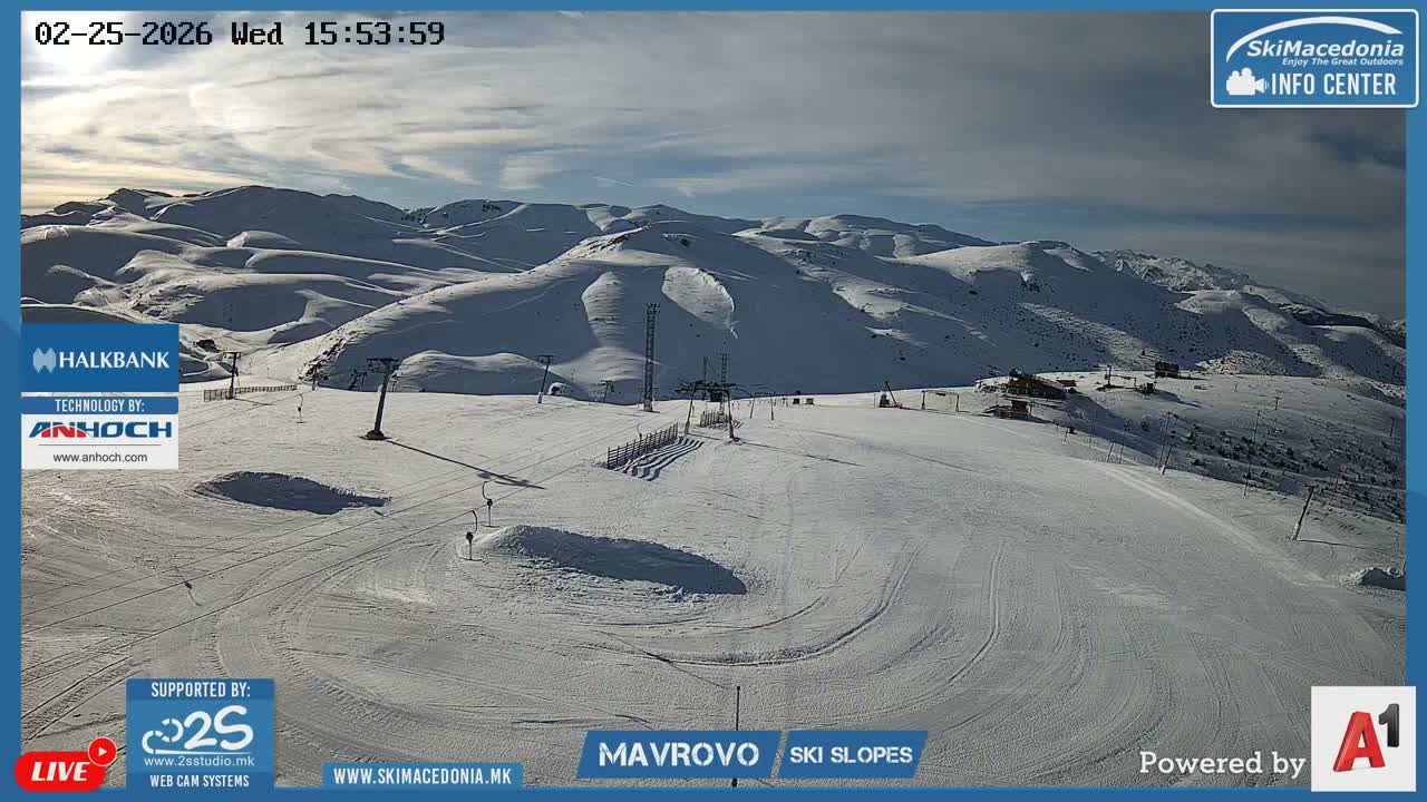 Polog, Bistra Mountains (Полог, Ски центар Маврово и скијачки патеки, Маврово и Ростуша, Маврово) Mavrovo Ski Center & Ski Slopes, Mavrovo and Rostusa, Mavrovo Live Cam - Mavrovo, Mavrovo and Rostusa, Polog, North Macedonia