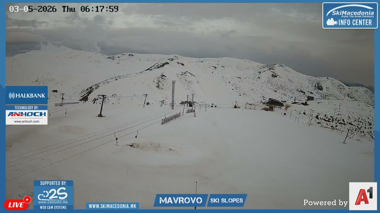 Polog, Bistra Mountains (Полог, Ски центар Маврово и скијачки патеки, Маврово и Ростуша, Маврово) Mavrovo Ski Center & Ski Slopes, Mavrovo and Rostusa, Mavrovo Live Cam - Mavrovo, Mavrovo and Rostusa, Polog, North Macedonia