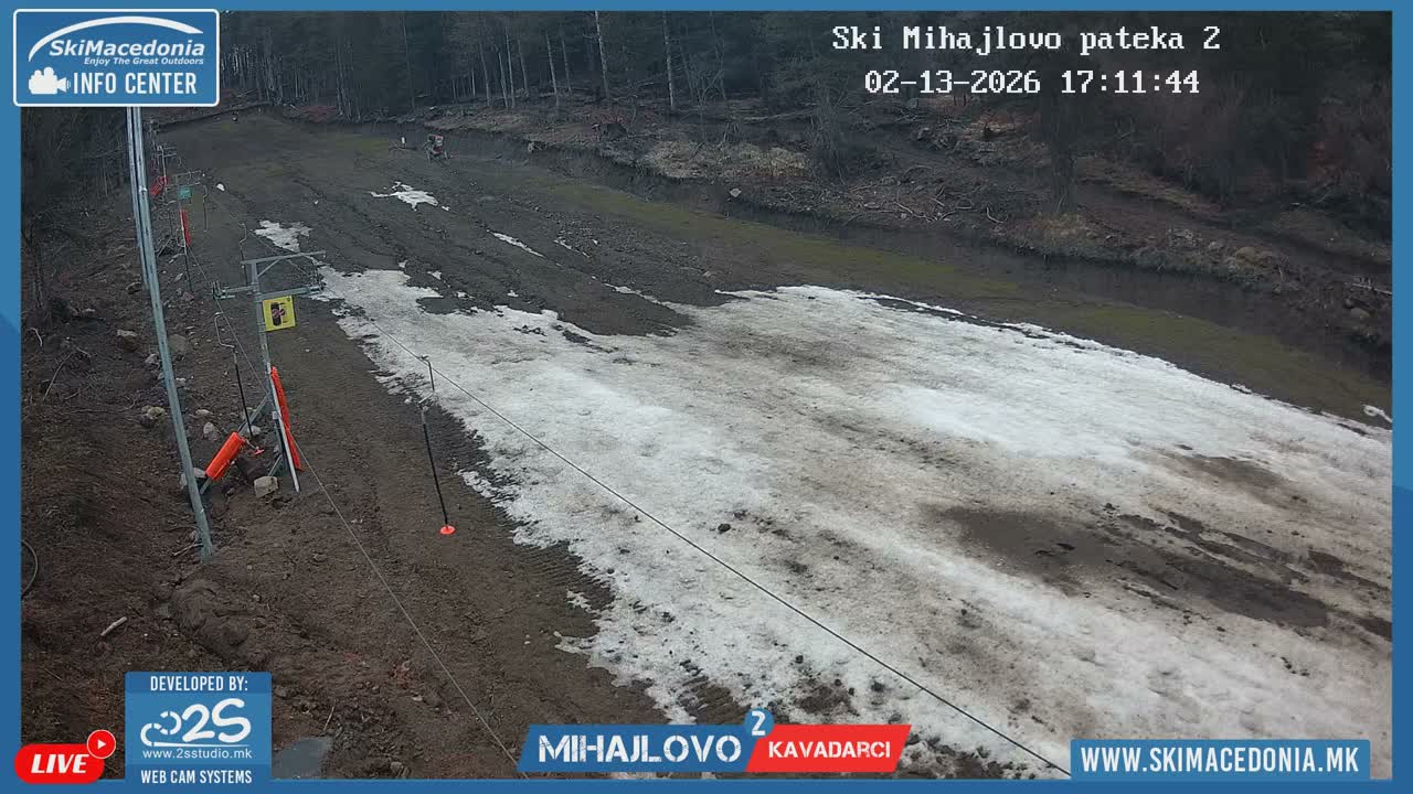 Vardar ( Ски центар Вардар Михајлово и скијачка патека кон Западен поглед, Кавадарци ) Mihajlovo Ski Center & Ski Slope towards West View, Kavadarci Live Cam - Konopishte, Kavadarci, Vardar, North Macedonia