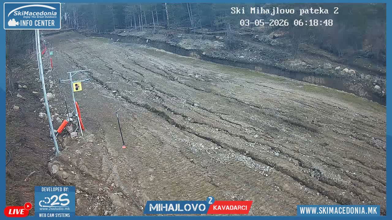 Vardar ( Ски центар Вардар Михајлово и скијачка патека кон Западен поглед, Кавадарци ) Mihajlovo Ski Center & Ski Slope towards West View, Kavadarci Live Cam - Konopishte, Kavadarci, Vardar, North Macedonia