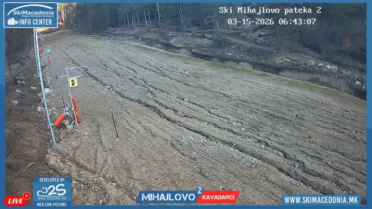 Vardar ( Ски центар Вардар Михајлово и скијачка патека кон Западен поглед, Кавадарци ) Mihajlovo Ski Center & Ski Slope towards West View, Kavadarci Live Cam - Konopishte, Kavadarci, Vardar, North Macedonia