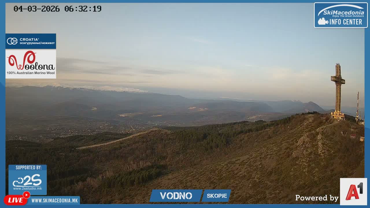 Greater Skopje ( Големо Скопје, Скопска хоризонт и Милениумски крст, Скопје) Skopje Skyline View from Vodno Mountain  & Millenium Cross, Skopje Live Cam - Kisela Voda, Skopje, Greatest Skopje, North Macedonia 