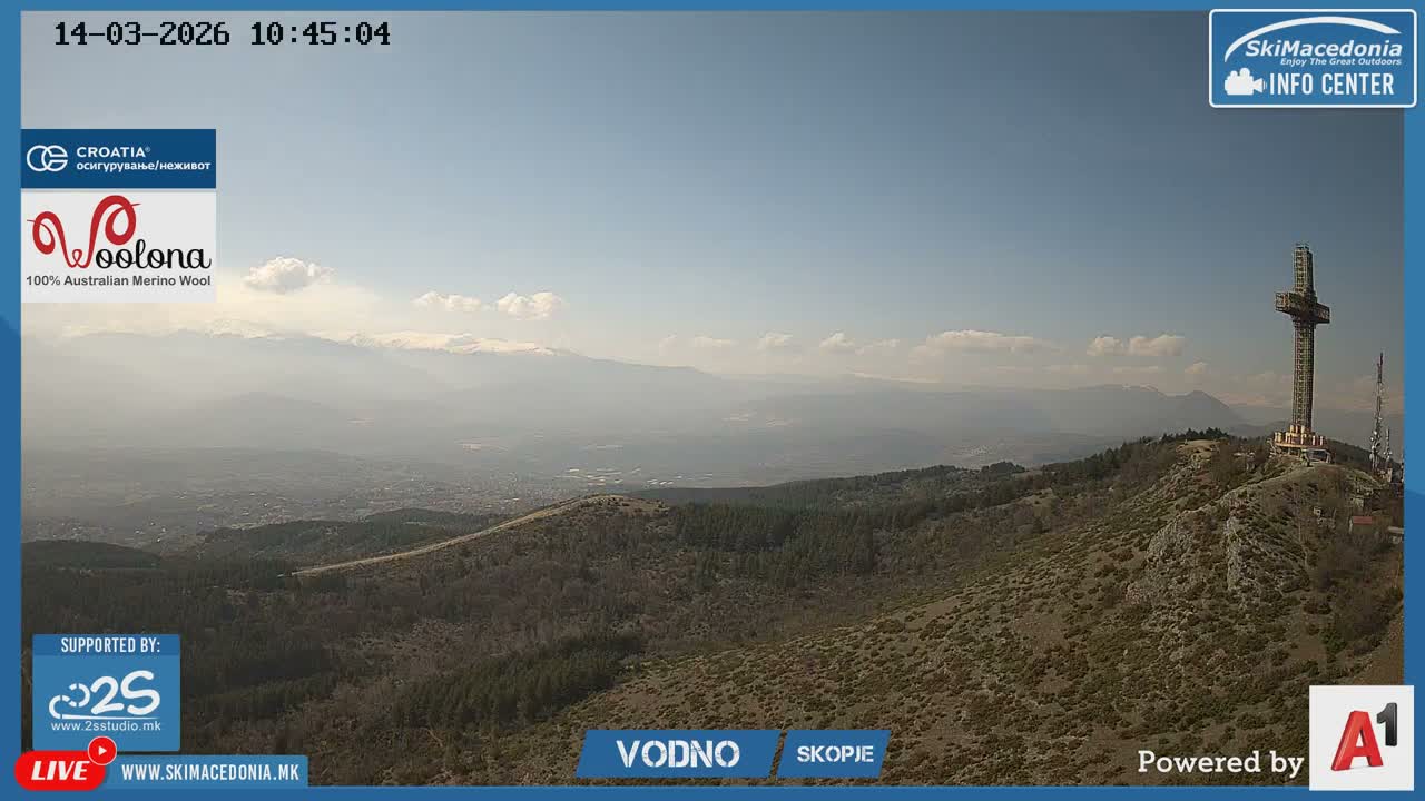 Greater Skopje ( Големо Скопје, Скопска хоризонт и Милениумски крст, Скопје) Skopje Skyline View from Vodno Mountain  & Millenium Cross, Skopje Live Cam - Kisela Voda, Skopje, Greatest Skopje, North Macedonia 