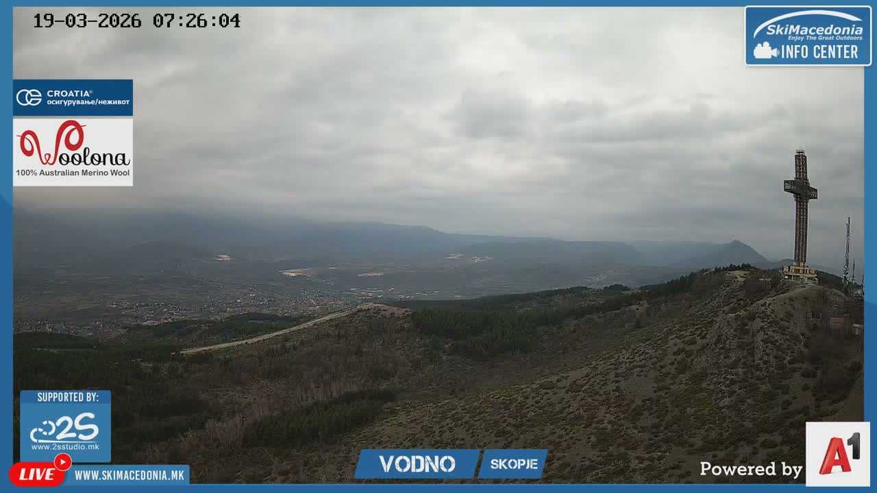 Greater Skopje ( Големо Скопје, Скопска хоризонт и Милениумски крст, Скопје) Skopje Skyline View from Vodno Mountain  & Millenium Cross, Skopje Live Cam - Kisela Voda, Skopje, Greatest Skopje, North Macedonia 