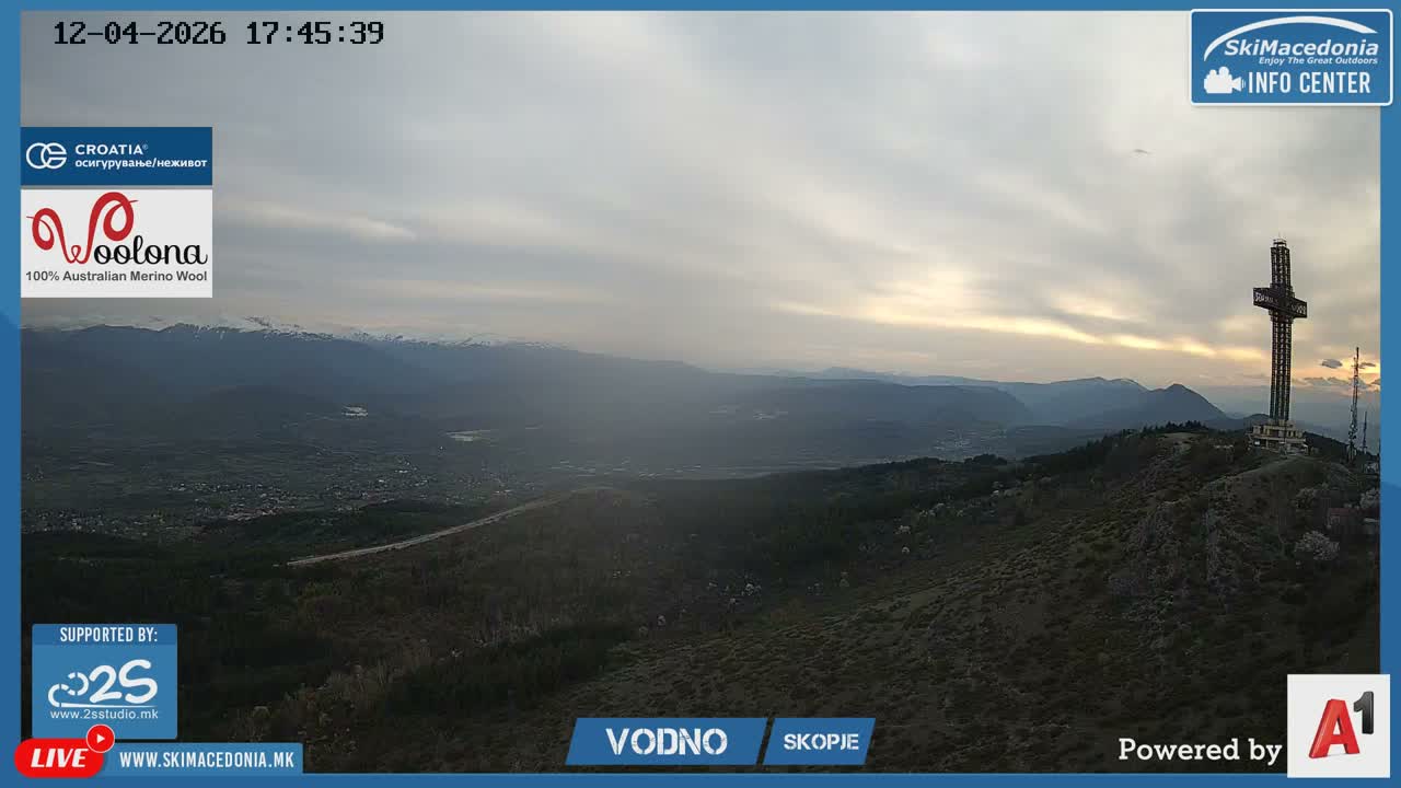 Greater Skopje ( Големо Скопје, Скопска хоризонт и Милениумски крст, Скопје) Skopje Skyline View from Vodno Mountain  & Millenium Cross, Skopje Live Cam - Kisela Voda, Skopje, Greatest Skopje, North Macedonia 