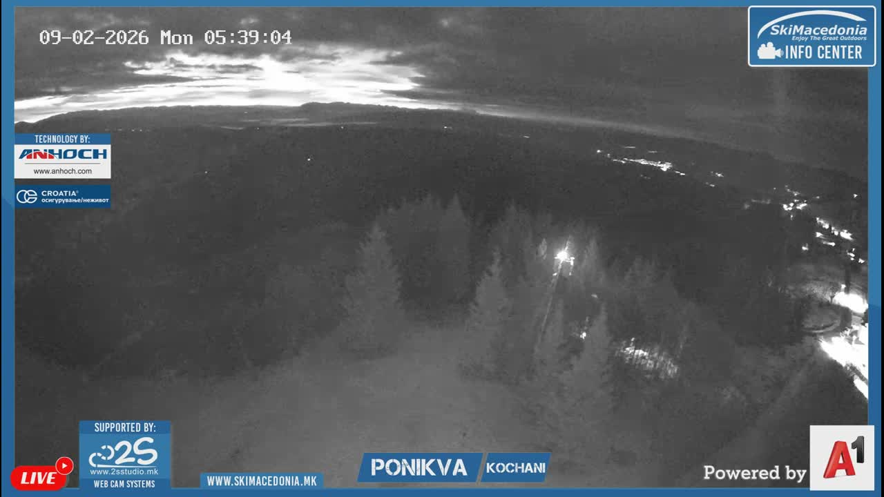 Eastern( Istocen) ( Источен (Источен), скијачко село Пониква, Кочани) Ponikva Ski Village, Kocani Live Cam- Kochani, Eastern, North Macedonia