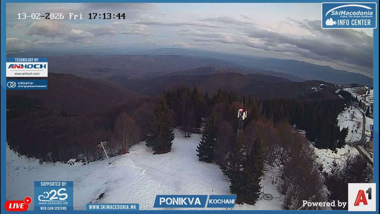 Eastern( Istocen) ( Источен (Источен), скијачко село Пониква, Кочани) Ponikva Ski Village, Kocani Live Cam- Kochani, Eastern, North Macedonia