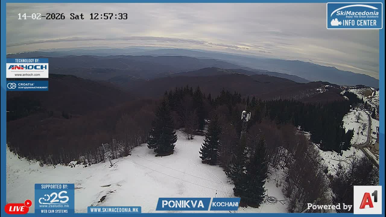 Eastern( Istocen) ( Источен (Источен), скијачко село Пониква, Кочани) Ponikva Ski Village, Kocani Live Cam- Kochani, Eastern, North Macedonia