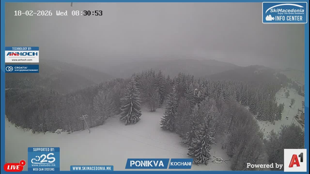 Eastern( Istocen) ( Источен (Источен), скијачко село Пониква, Кочани) Ponikva Ski Village, Kocani Live Cam- Kochani, Eastern, North Macedonia