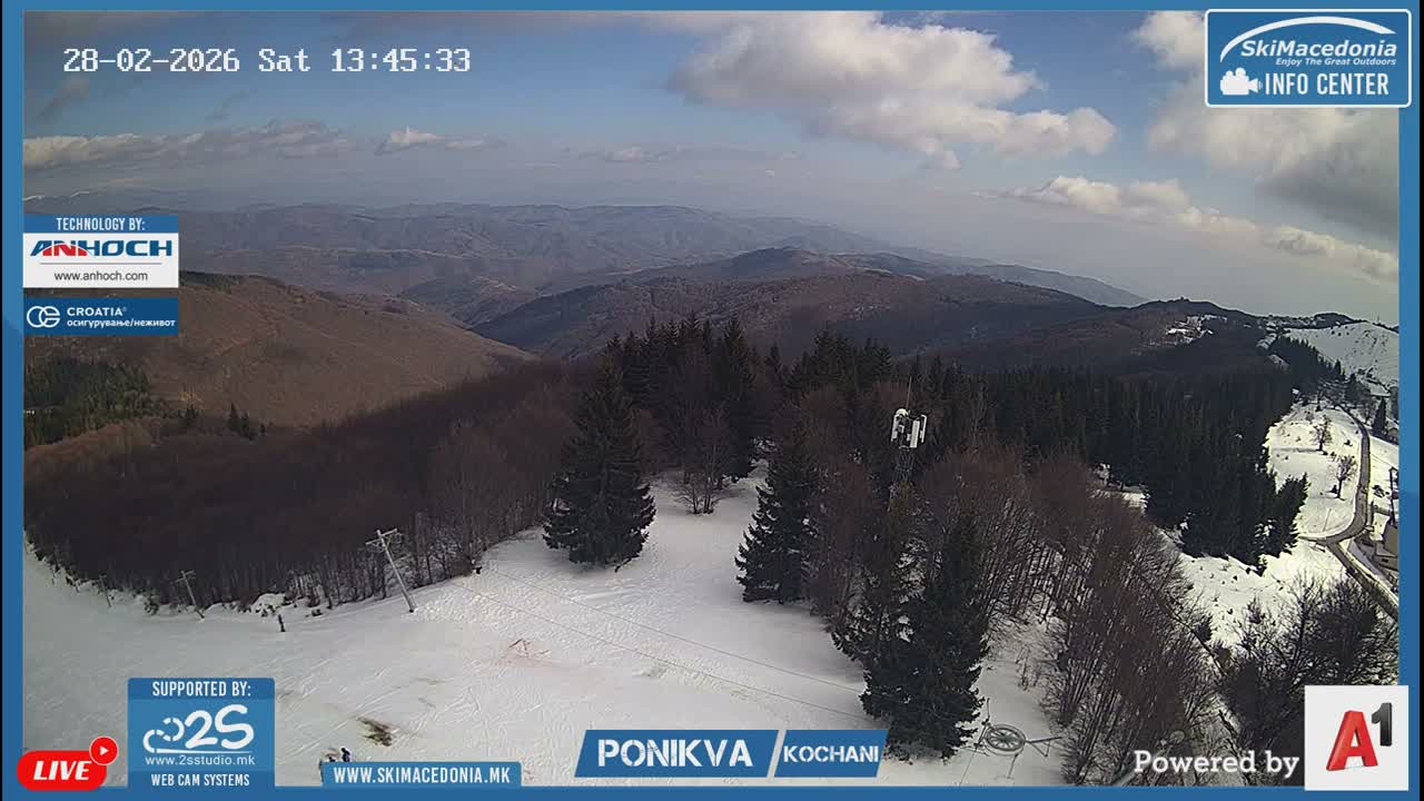 Eastern( Istocen) ( Источен (Источен), скијачко село Пониква, Кочани) Ponikva Ski Village, Kocani Live Cam- Kochani, Eastern, North Macedonia