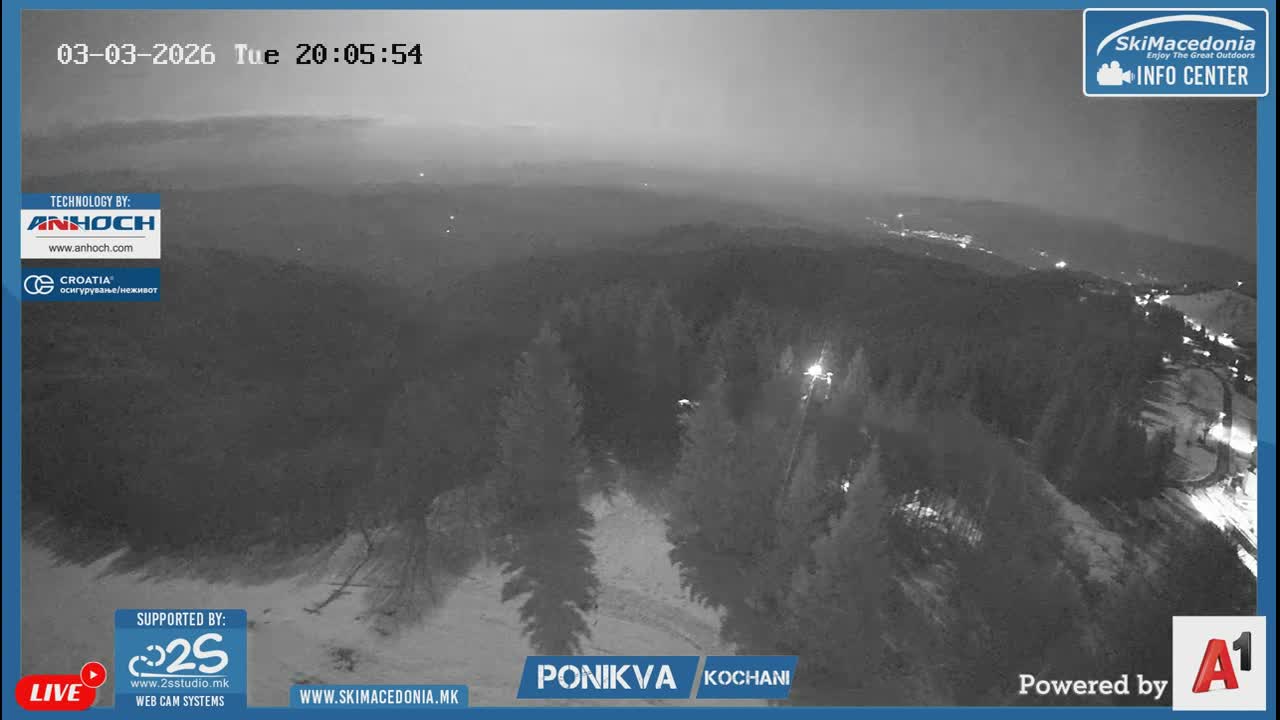 Eastern( Istocen) ( Источен (Источен), скијачко село Пониква, Кочани) Ponikva Ski Village, Kocani Live Cam- Kochani, Eastern, North Macedonia