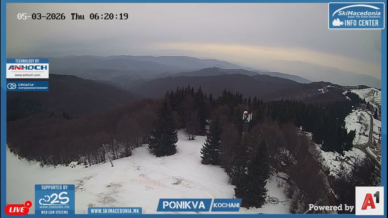 Eastern( Istocen) ( Источен (Источен), скијачко село Пониква, Кочани) Ponikva Ski Village, Kocani Live Cam- Kochani, Eastern, North Macedonia