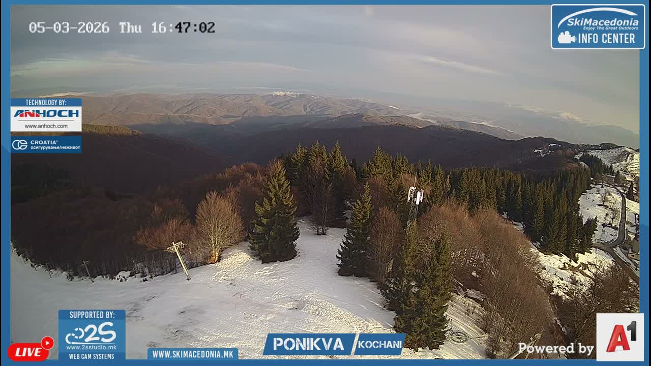Eastern( Istocen) ( Источен (Источен), скијачко село Пониква, Кочани) Ponikva Ski Village, Kocani Live Cam- Kochani, Eastern, North Macedonia