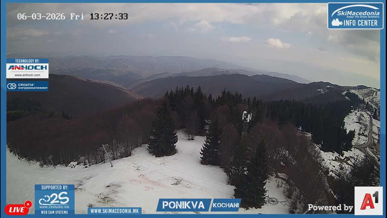 Eastern( Istocen) ( Источен (Источен), скијачко село Пониква, Кочани) Ponikva Ski Village, Kocani Live Cam- Kochani, Eastern, North Macedonia