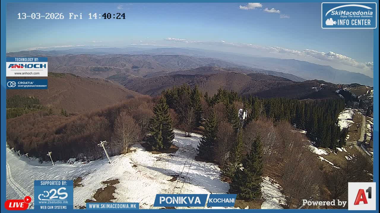 Eastern( Istocen) ( Источен (Источен), скијачко село Пониква, Кочани) Ponikva Ski Village, Kocani Live Cam- Kochani, Eastern, North Macedonia