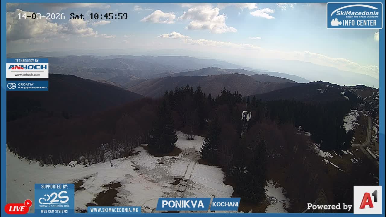 Eastern( Istocen) ( Источен (Источен), скијачко село Пониква, Кочани) Ponikva Ski Village, Kocani Live Cam- Kochani, Eastern, North Macedonia