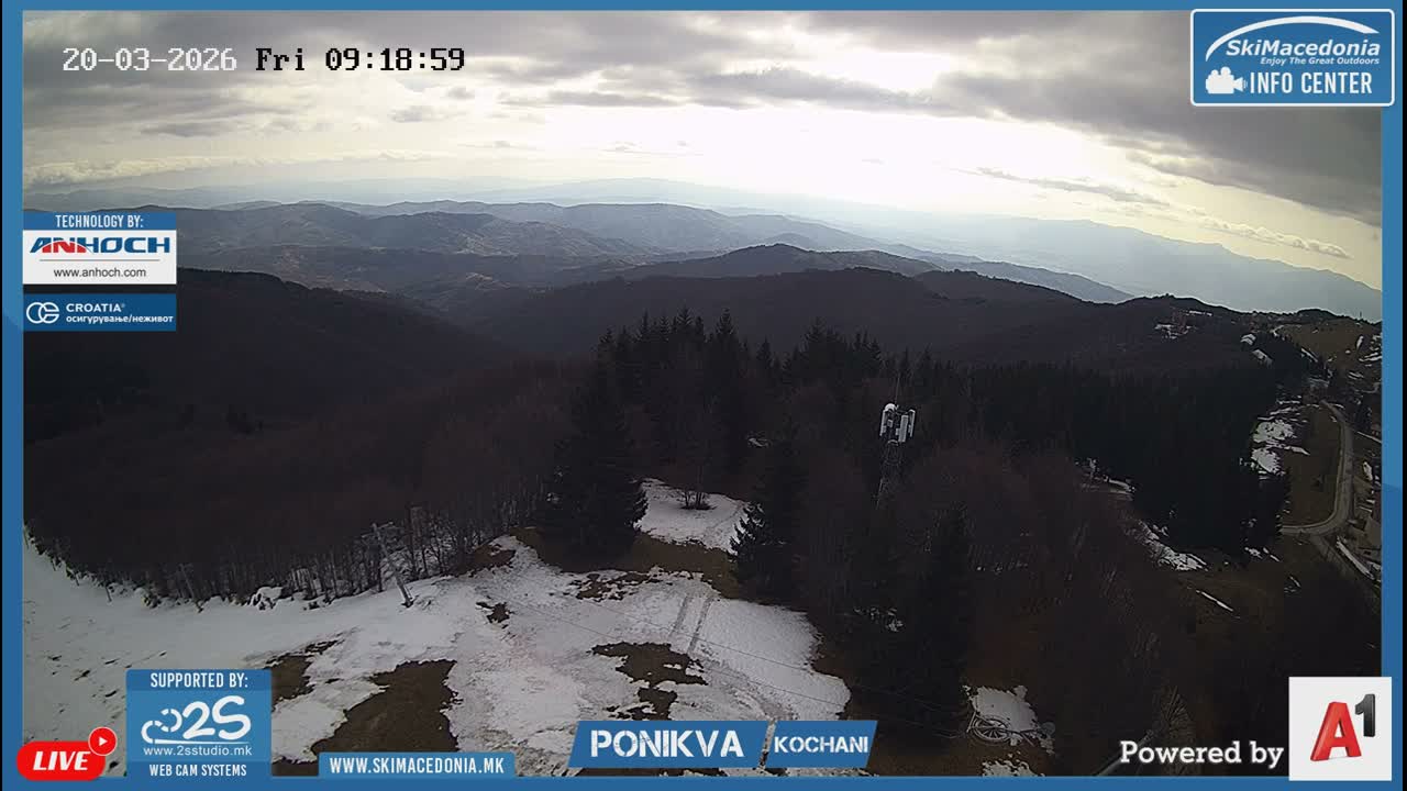 Eastern( Istocen) ( Источен (Источен), скијачко село Пониква, Кочани) Ponikva Ski Village, Kocani Live Cam- Kochani, Eastern, North Macedonia