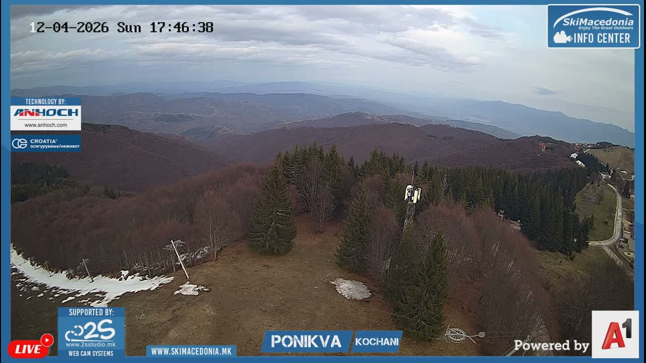 Eastern( Istocen) ( Источен (Источен), скијачко село Пониква, Кочани) Ponikva Ski Village, Kocani Live Cam- Kochani, Eastern, North Macedonia