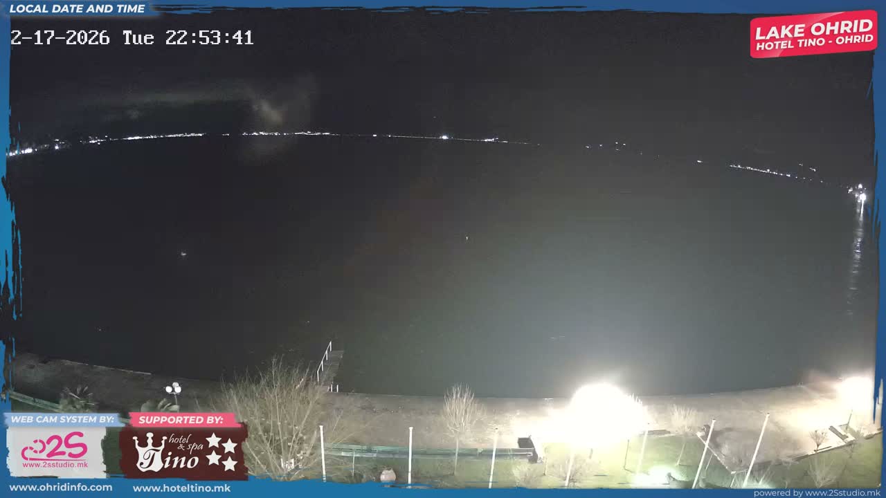 Jugozapaden (Southwestern)( Југозападен Граница Северна Македонија - Албанија Поглед на копното на Албанија и Охридското Езеро, Охрид) North Macedonia - Albania Border Albanian Mainland View &  Lake Ohrid, Ohrid Live Cam - Sveti Stefan, Ohrid, Southwestern, North Macedonia